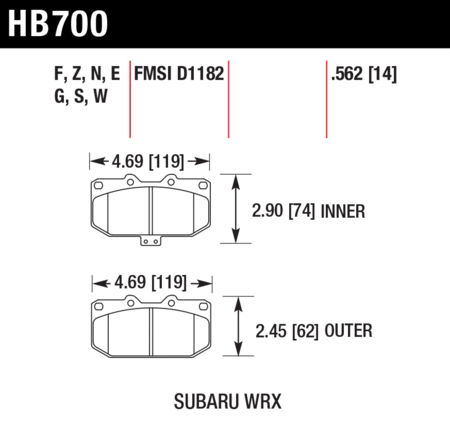 Plaquettes AV Hawk HP Plus - Subaru Impreza 1999-2007 (excl. STI)