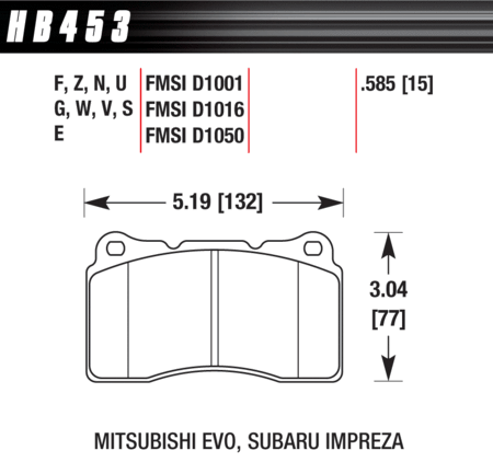 Plaquettes AV Hawk HP Plus pour Subaru Impreza STI 03-17